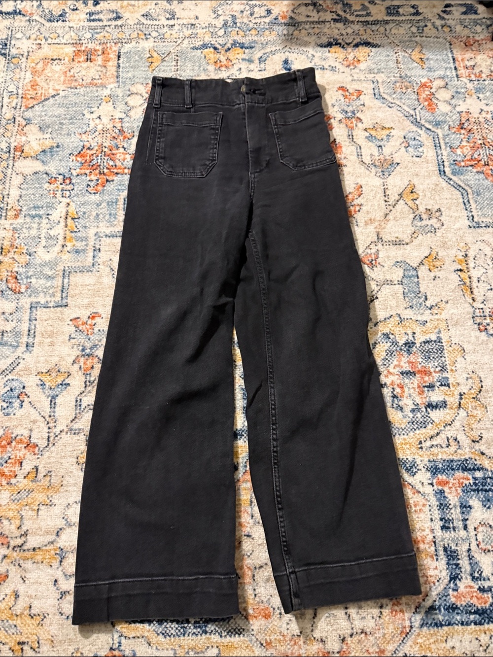 Maeve Black Wide-Leg High-Rise Jeans